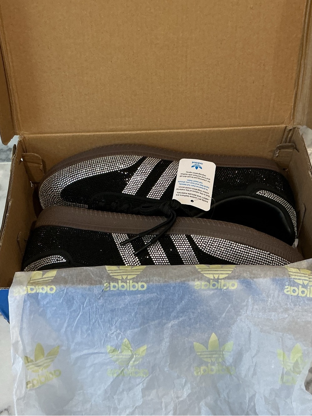 Adidas Women’s Samba OG Black & rhinestone silver Low-Top Sneakers - Picture 2 of 5